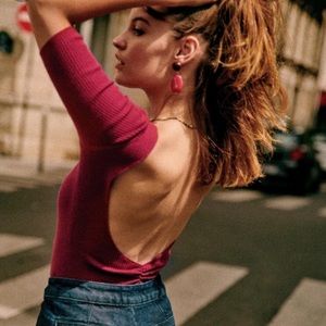 Sézane “Bonnie” Bodysuit - Burgundy - Size S